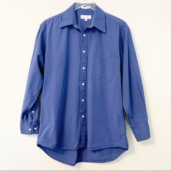 Christian Dior Blue Button Front Shirt 15.5 32/33 - Picture 2 of 7